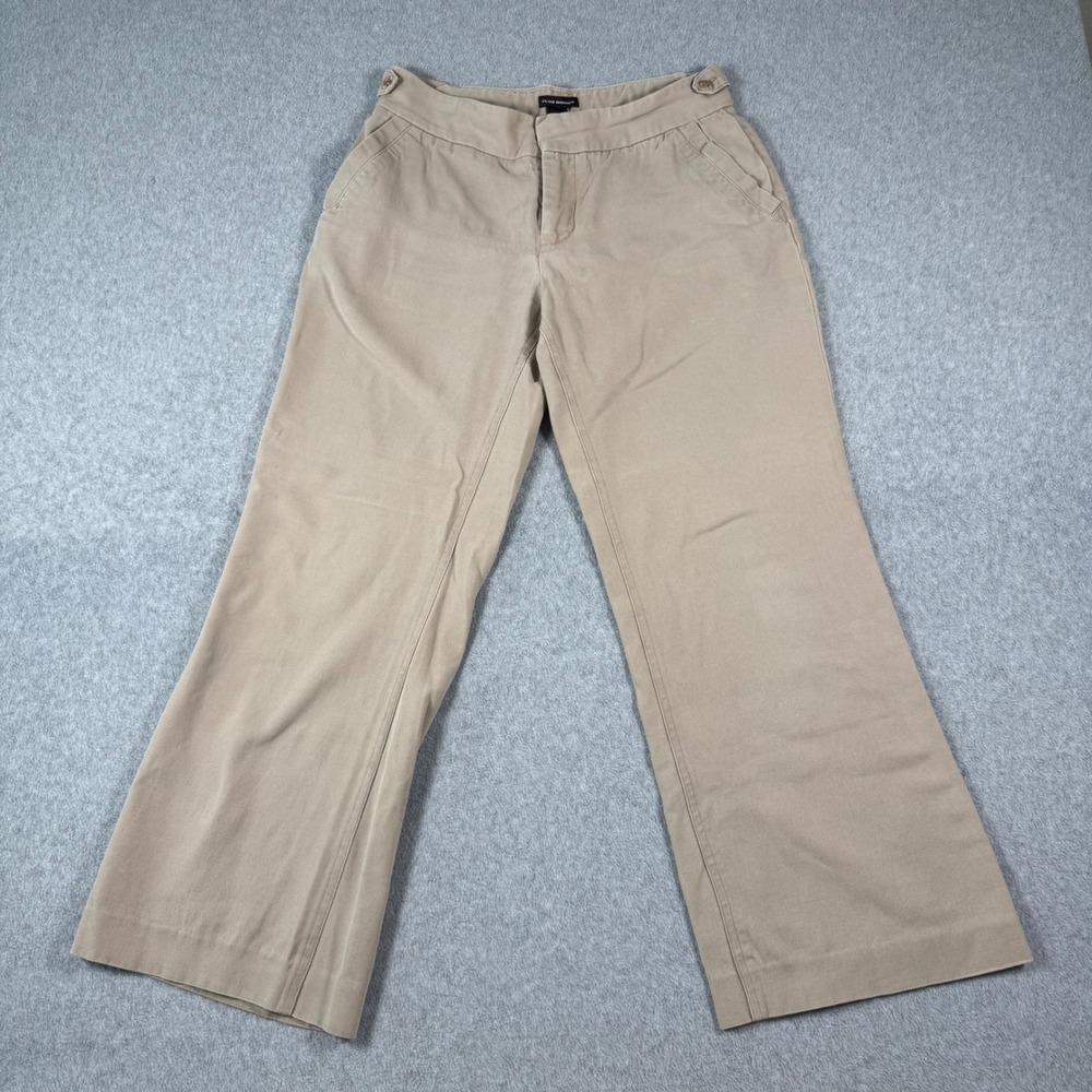 Club Monaco Womens Tan Wide Leg Cotton Canvas Trousers‎ Sz 4 Khaki Workwear